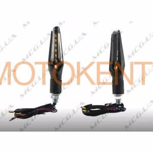 Поворот світлодіодний, LONG (6 super LED, чорний, біле скло) JS