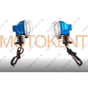 Поворот світлодіодний, квадрат (9 LED, синій, Г-обгазний, біле скло) JS