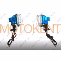 Поворот світлодіодний, квадрат (9 LED, синій, Г-обгазний, біле скло) JS