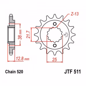 Зірка передня ведуча JT JTF511 Kawasaki  KLX KLR Motorcycle