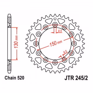 Зірка задня ведена JT JTR245/2 Honda NX250 Dominator XL250 Degree XR 250R Yamaha WR 250X WR 250R WR 250F WR 450F Motorcycle