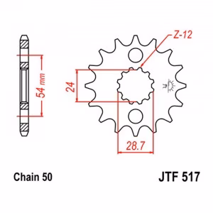 Зірка передня ведуча JT JTF517 Kawasaki  GPZ ZR ZZ ZX ZZR Motorcycle