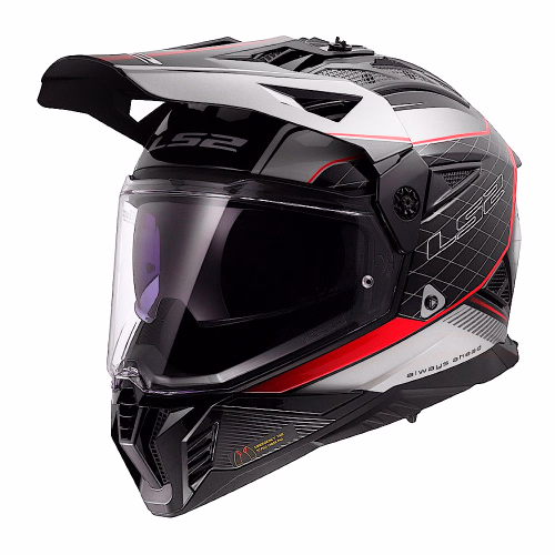 Шолом єндуро LS2 MX702 Pioneer 2 100TH Meridian Matt Black Light Grey Red
