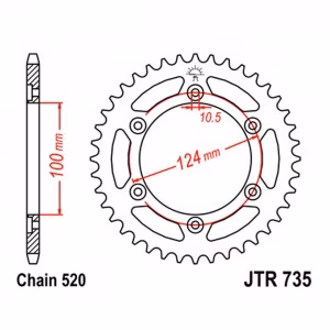 Зірка задня ведена JT JTR735 Ducati 600SS 750Monster 696Monster Motorcycle
