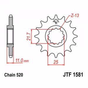 Зірка передня ведуча JT JTF1581 Yamaha YZF R6 FZ6 Fazer  Motorcycle