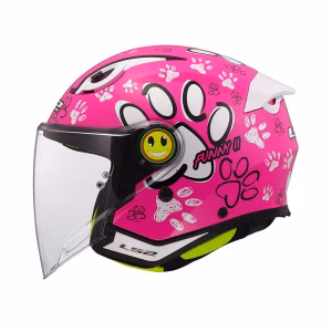 Шолом напівлицевик дитячий LS2 OF622 Funny 2 Paws Gloss Pink
