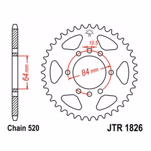 Зірка задня ведена JT JTR1826 Suzuki T20 Super Six Motorcycle Suzuki ATV LT-Z400 Kawasaki ATV KSF400 (KFX400)