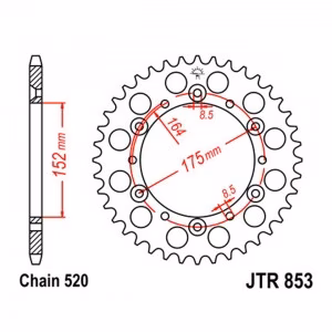 Зірка задня ведена JT JTR853 Yamaha TT250R DT200R DT250MX XT500 TT250R TT600E YZ125 YZ250 WR250 Motorcycle