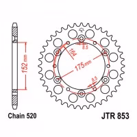 Зірка задня ведена JT JTR853 Yamaha TT250R DT200R DT250MX XT500 TT250R TT600E YZ125 YZ250 WR250 Motorcycle