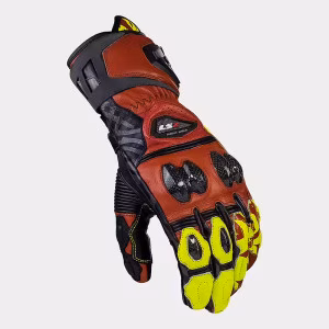 Моторукавички шкіряні LS2 Feng Racing Gloves Red Hi-Vis Yellow