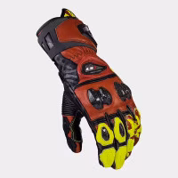 Моторукавички шкіряні LS2 Feng Racing Gloves Red Hi-Vis Yellow