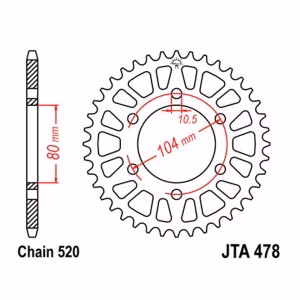 Зірка задня ведена JT JTA478 Kawasaki ZX-6R ZX-7R ZX-10R Ninja ER-6f EX650 Ninja KLE650  Motorcycle 