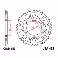 Зірка задня ведена JT JTA478 Kawasaki ZX-6R ZX-7R ZX-10R Ninja ER-6f EX650 Ninja KLE650  Motorcycle 