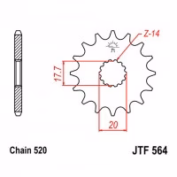Зірка передня ведуча JT JTF564 Yamaha YZ125