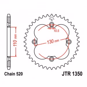 Зірка задня ведена JT JTR1350 Honda ATV TRX250 TRX300 TRX400 TRX450 ATC250R