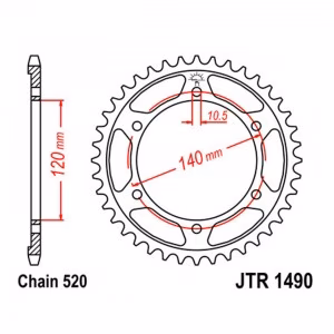 Зірка задня ведена JT JTR1490 Kawasaki W800 EN500 Vulcan Motorcycle