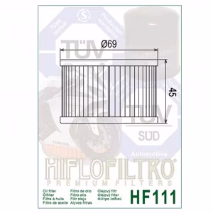 Фільтр масла HiFlo HF111 Honda Motorcycle Honda ATV Honda Side X Side
