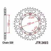 Зірка задня ведена JT JTR245/3 Honda FMX650 NX650 Dominator FX650 Vigor SLR650 Yamaha FZ6 FZ400 XJ6 Motorcycle