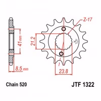 Зірка передня ведуча JT JTF1322 Honda CRM250 XR400 Baja Honda ATV TRX Sportrax Motorcycle