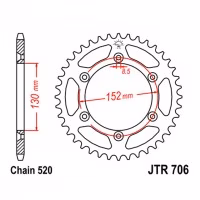 Зірка задня ведена JT JTR706 Aprilia RXV SXV 450 550 Motorcycle