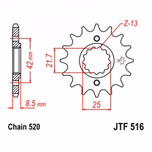Зірка передня ведуча JT JTF516 Kawasaki  EL EX GPZ GPX ZXR KLX KLR Suzuki GS Motorcycle
