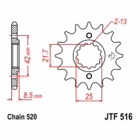 Зірка передня ведуча JT JTF516 Kawasaki  EL EX GPZ GPX ZXR KLX KLR Suzuki GS Motorcycle