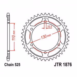 Зірка задня ведена JT JTR1876 Suzuki GSX-R600 Hayabusa GSX-S1000  Yamaha MT-07 MT10 XSR700 Motorcycle