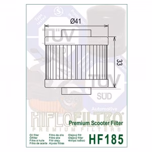 Фільтр масла HIFLO HF185 Aprilia BMW Peugeot Scooter Adly ATV