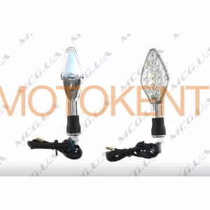 Поворот світлодіодний, човен (15 LED, хром, біле скло) JS