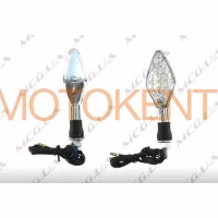 Поворот світлодіодний, човен (15 LED, хром, біле скло) JS