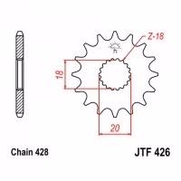 Зірка передня ведуча JT JTF426 Suzuki DR GN GS RM Hyosung Kreidler Motorcycle