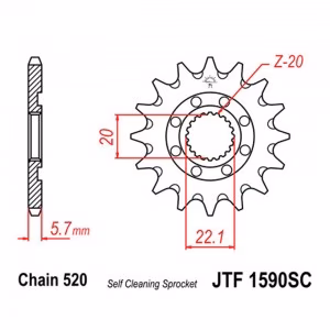 Зірка передня ведуча JT JTF1590SC Yamaha WR 250F YZ 250F YZ 125 Gas Gas 250 EC Motorcycle