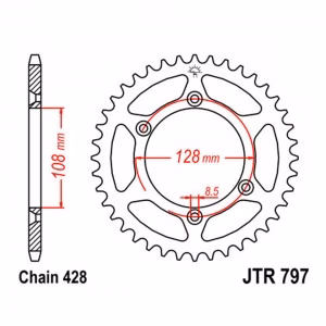 Зірка задня ведена JT JTR797 Kawasaki KLX125 Suzuki DR-Z125 Motorcycle