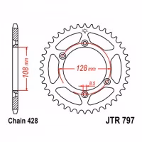 Зірка задня ведена JT JTR797 Kawasaki KLX125 Suzuki DR-Z125 Motorcycle