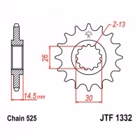 Зірка передня ведуча JT JTF1332 Honda CB Hornet Nighthawk SuperFour VFR Crossruner Crosstourer Motorcycle
