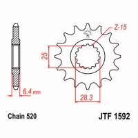 Зірка передня ведуча JT JTF1592 Yamaha YFM 700 Raptor YFZ 450R YFZ 450X ATV