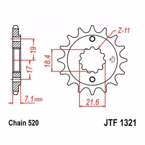 Зірка передня ведуча JT JTF1321 Honda XR250 Baja CBR CRF250 NX250 Dominator Hornet Fireblade Motorcycle