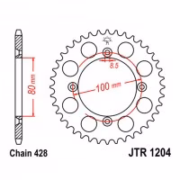 Зірка задня ведена JT JTR1204 Honda CRF100F XR100R Baja Motorcycle