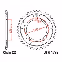 Зірка задня ведена JT JTR1792 Suzuki GSX-R 600 750 1000 Hayabusa Triumph Bonneville 800 865 Scrambler Motorcycle