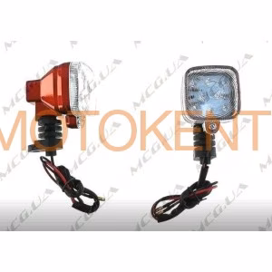 Поворот світлодіодний, квадрат (9 LED, червоний, Г-обгазний, біле скло) JS