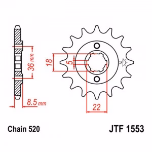 Зірка передня ведуча JT JTF1553 Yamaha SRX250 XT250 Motorcycle