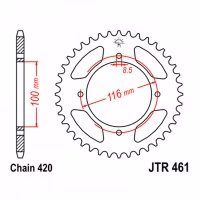 Зірка задня ведена JT JTR461 Kawasaki KX85 KX80 KX100 Suzuki RM100 Motorcycle