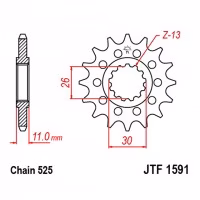 Зірка передня ведуча JT JTF1591 Yamaha FZ 8 MT-07 TDM 900 XSR 700 YZF-R1 Motorcycle