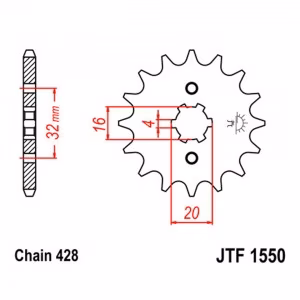 Зірка передня ведуча JT JTF1550 Husqvarna SM125 TE125 Yamaha WR125 YZF-R125 Motorcycle
