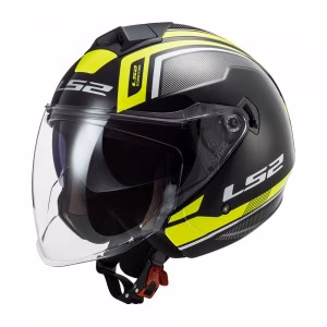 Шолом напівлицевик LS2 OF573 Twister II Flix Black H-V Yellow