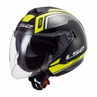Шолом напівлицевик LS2 OF573 Twister II Flix Black H-V Yellow