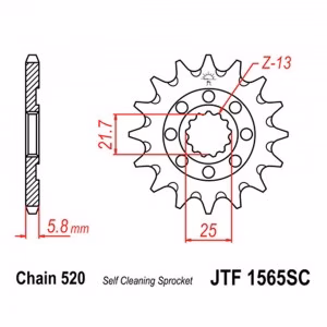 Звезда передняя ведущая JT JTF1565SC Kawasaki KLX450R KX-450F Motorcycle