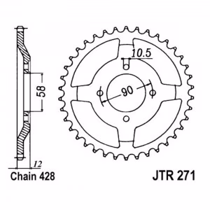 Зірка задня ведена JT JTR271 Honda CLR125 NX125 Transcity Motorcycle