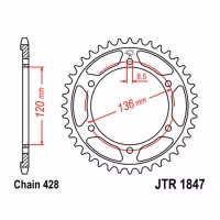 Зірка задня ведена JT JTR1847 Yamaha XT250 Serrow Tenere FZR250 TZR80 TZR125 Motorcycle