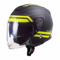 Шолом напівлицевик LS2 OF521 Infinity HYPER Matt Titanium H-V Yellow